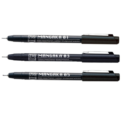 Zig CARTOONIST MANGAKA 010 Black Pigment CNM-01,03,05 Pack of 3 Micron Liner Pens for Art,Illustration,Lettering,Graphic Designers,Paper Crafters and much more. AP-Certificated JAPAN