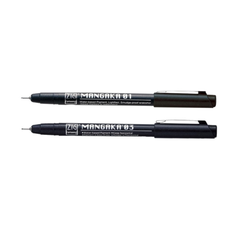 Zig CARTOONIST MANGAKA 010 Black Pigment CNM-01,03 Pack of 2 Micron Liner Pens for Art,Illustration,Lettering,Graphic Designers,Paper Crafters and much more. AP-Certificated JAPAN