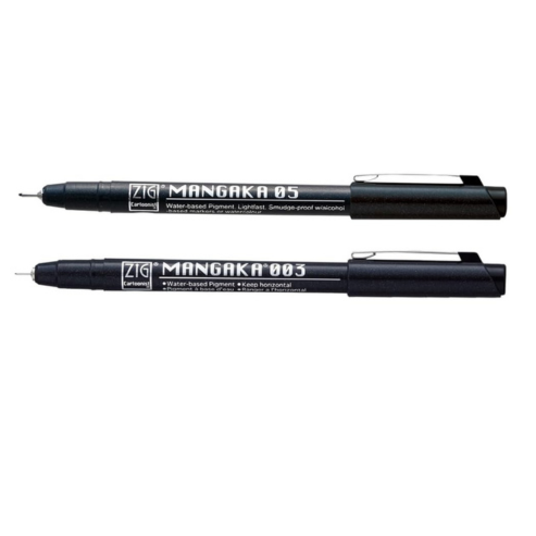 Zig CARTOONIST MANGAKA 010 Black Pigment CNM-003,05 Pack of 2 Micron Liner Pens for Art,Illustration,Lettering,Graphic Designers,Paper Crafters and much more. AP-Certificated JAPAN