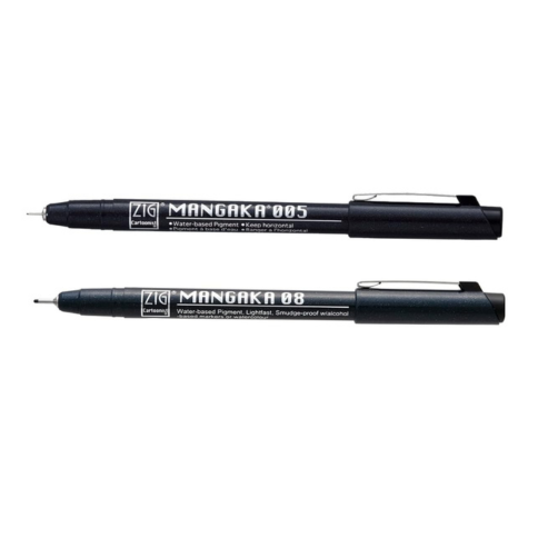 Zig CARTOONIST MANGAKA 010 Black Pigment CNM-005,08 Pack of 2 Micron Liner Pens for Art,Illustration,Lettering,Graphic Designers,Paper Crafters and much more. AP-Certificated JAPAN