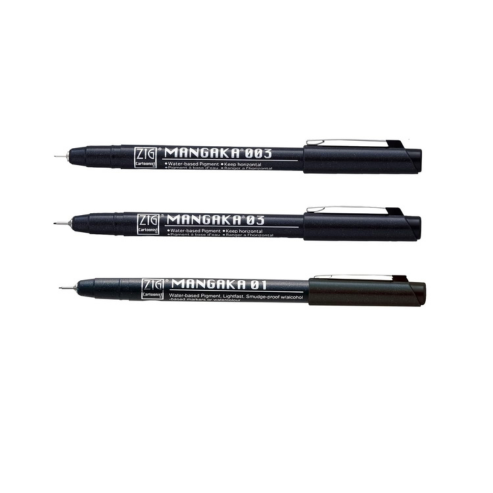 Zig CARTOONIST MANGAKA 010 Black Pigment CNM-003,01,03 Pack of 3 Micron Liner Pens for Art,Illustration,Lettering,Graphic Designers,Paper Crafters and much more. AP-Certificated JAPAN