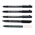Zig FUDEBIYORI PIGMENT 000 Milky White 010 Black & CARTOONIST MANGAKA 01, 03,05 2 Brush Pen and 3 Fineliner Pens 010 BLACK Illustration Special Set Flexible Brush Tip,