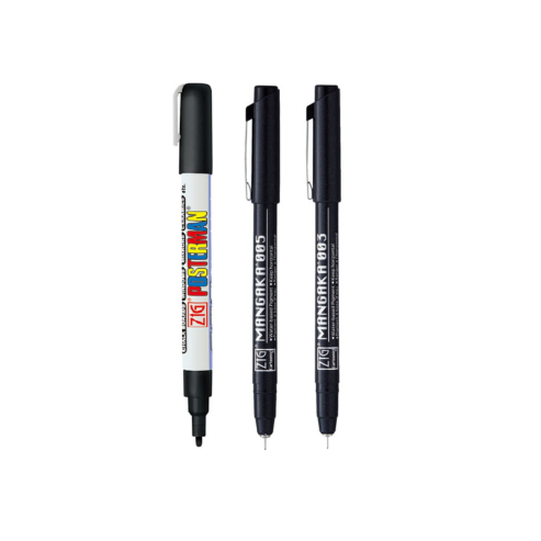 Zig Special Set Posterman Black & Mangaka Fineliner 003,005 Pen for Mandala Sketching Outlining Doodling Calligraphy Journaling Use on Planners Hand-Lettering Card Making especially on Cards.