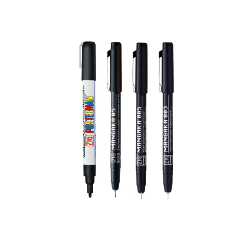 Zig Special Set Posterman Black & Mangaka Fineliner 003,005,05 Pen for Mandala Sketching Outlining Doodling Calligraphy Journaling Use on Planners Hand-Lettering Card Making especially on Cards