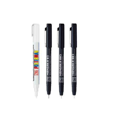 Zig Special Set Posterman White & Mangaka Fineliner 003,005,03 Pen for Mandala Sketching Outlining Doodling Calligraphy Journaling Use on Planners Hand-Lettering Card Making especially on Cards.