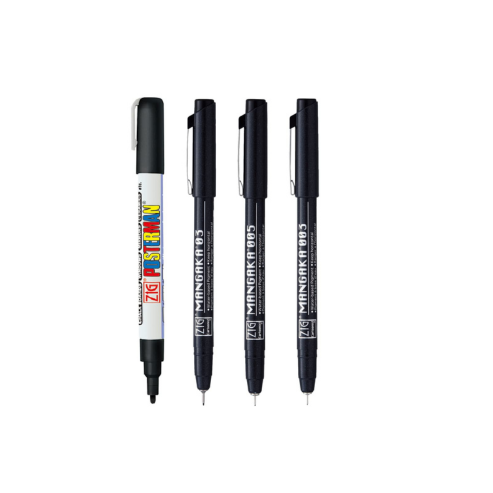 Zig Special Set Posterman Black & Mangaka Fineliner 003,005,03 Pen for Mandala Sketching Outlining Doodling Calligraphy Journaling Use on Planners Hand-Lettering Card Making especially on Cards