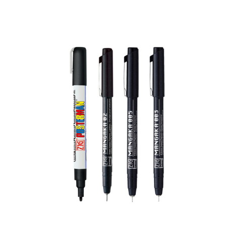 Zig Special Set Posterman Black & Mangaka Fineliner 003,005,02 Pen for Mandala Sketching Outlining Doodling Calligraphy Journaling Use on Planners Hand-Lettering Card Making especially on Cards