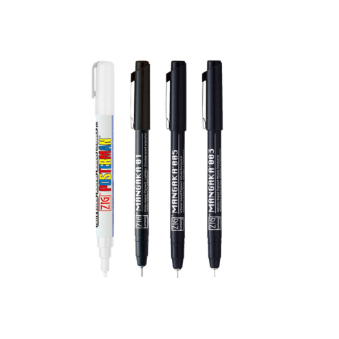 Zig Special Set Posterman White & Mangaka Fineliner 003,005,01 Pen for Mandala Sketching Outlining Doodling Calligraphy Journaling Use on Planners Hand-Lettering Card Making especially on Cards