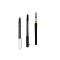 Zig KURETAKE Special Set, Illustration Basic Set, 2 Black Markers and 1 White Brush Pen [CBK-55P,CNM-05,BP-22] for Manga Drawing, Lettering and Calligraphy, Professional Artist Quality.