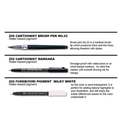 Zig KURETAKE Special Set, Illustration Basic Set, 2 Black Markers and 1 White Brush Pen [CBK-55P,CNM-02,BP-22] for Manga Drawing, Lettering and Calligraphy, Professional Artist Quality.