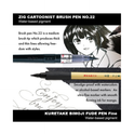 Zig KURETAKE Special Set, Illustration Basic Set, 2 Black Markers and 1 White Brush Pen [CBK-55P,CNM-02,BP-22] for Manga Drawing, Lettering and Calligraphy, Professional Artist Quality.