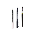 Zig KURETAKE Special Set, Illustration Basic Set, 2 Black Markers and 1 White Brush Pen [CBK-55P,CNM-03,BP-22] for Manga Drawing, Lettering and Calligraphy, Professional Artist Quality.