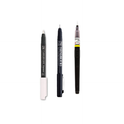 Zig KURETAKE Special Set, Illustration Basic Set, 2 Black Markers and 1 White Brush Pen [CBK-55P,CNM-03,BP-22] for Manga Drawing, Lettering and Calligraphy, Professional Artist Quality.