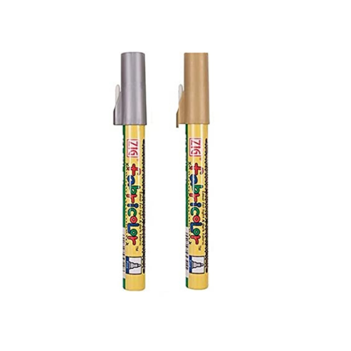 Zig Fabricolor Fabric Marker PFC-20 Gold and Silver 2mm Tip, Permanent on Fabrics After Ironing Multipurpose Permanent Marker for everyone. Pack of 2