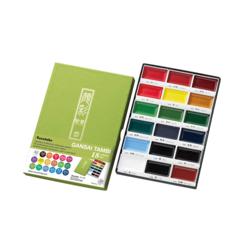 Zig KURETAKE GANSAI TAMBI 18 COLORS SET CARTOONIST MENSO BRUSH SMALL