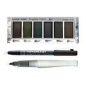 ZIG Special Illustration Set [GANSAI TAMBI Graphite 6 colors set] Micron Pen 01 & Wink of Stella Brush Glitter Clear for Manga Drawing Lettering & Calligraphy Professional Artist Quality Made in Japan