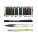 Zig Special Illustration Set GANSAI TAMBI Graphite 6colors Micron Pen 003,BRUSH2O Medium & Wink of Stella Brush Glitter for Manga Drawing Lettering & Calligraphy Professional Artist Quality. Japan