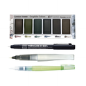 Zig Special Illustration Set GANSAI TAMBI Graphite 6colors Micron Pen 005,BRUSH2O Medium & Wink of Stella Brush Glitter for Manga Drawing Lettering & Calligraphy Professional Artist Quality. Japan