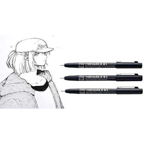 Zig CARTOONIST MANGAKA 010 BLACK PIGMENT MICRON LINER PENS (CNM-01 03 & 05) PACK OF 3 PCS