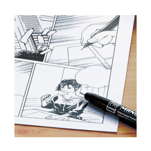 Zig KURETAKE Special Set, Illustration Basic Set 2 Black Markers [CNM-005,TUT-80] for Manga Drawing, Lettering and Calligraphy, Professional Artist Quality