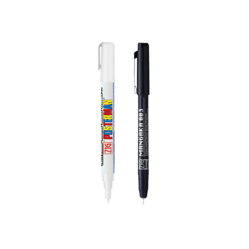 Zig Special Set Posterman White & Mangaka Fineliner 003 Pen for Mandala Sketching Outlining Doodling Calligraphy Journaling Use on Planners Hand-Lettering Card Making especially on Cards.