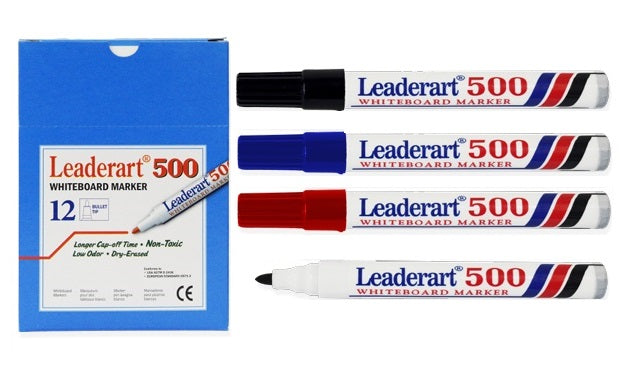 Leaderart Whiteboard Marker Of Bullet Tip Black Ink Set of 12. MADE IN Malaysia