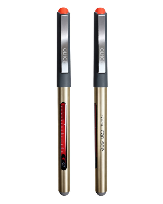 OHTO Cansee Roller Pen Set | Comes with 0.7mm Tip Size | Orange Colors Pack of 2 | best writing pen in daily use | Pigmented Waterproof/Fadeproof Ink | Safe Secure & Reliable Writing