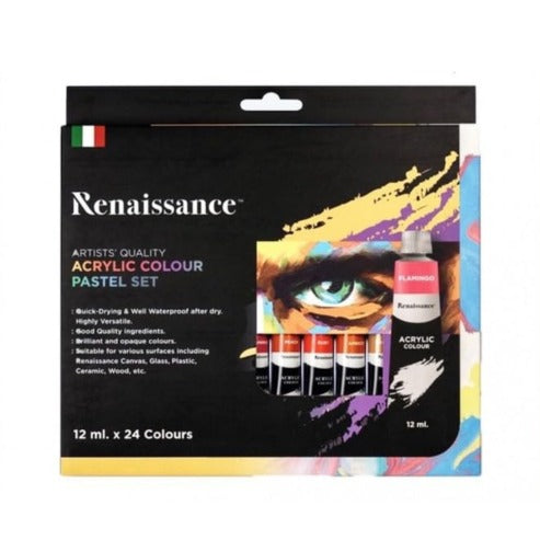 Renaissance Acrylic Pastel Colors [Set Of 24 Colors, 12 Ml]