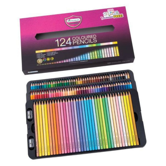 Master Art Premier Colored Pencils, Soft Core,Colouring Pencils Set 124-Count Core for Adult Colouring Books, Doodling, Sketching, Drawing, Art Supplies Made In Thailand
