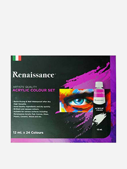 Renaissance Acrylic Paints (Set of 24 Colors, 12 ml)