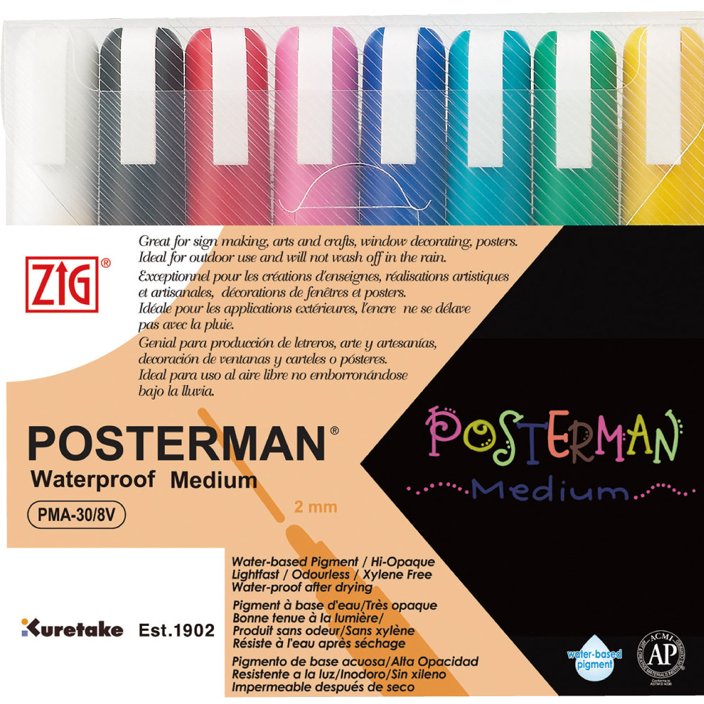 ZIG POSTERMAN Medium 8 colors set