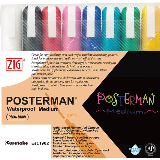 ZIG POSTERMAN Medium 8 colors set