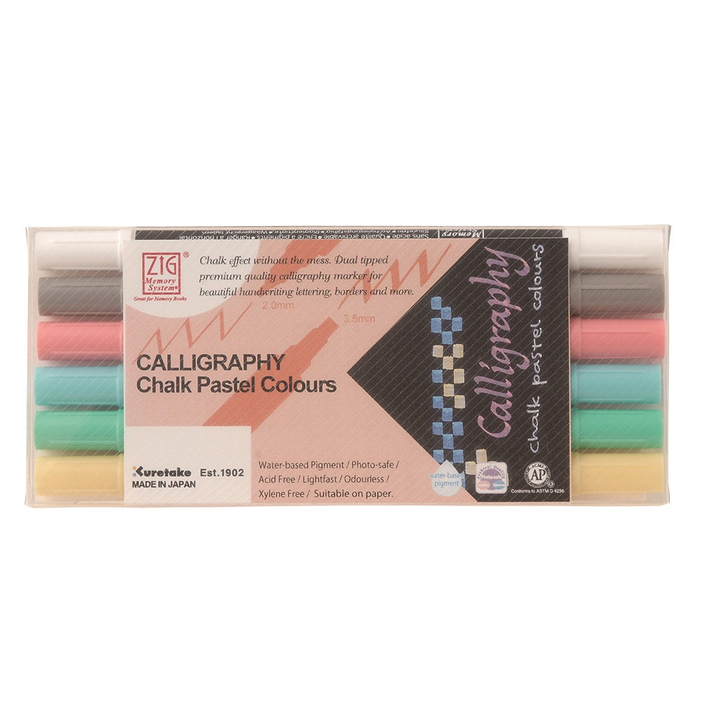 ZIG MEMORY SYSTEM CALLIGRAPHY Chalk Pastel Colours 6 colors set