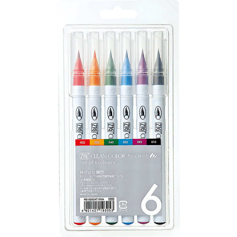 ZIG CLEAN COLOR Real Brush 6 colors set
