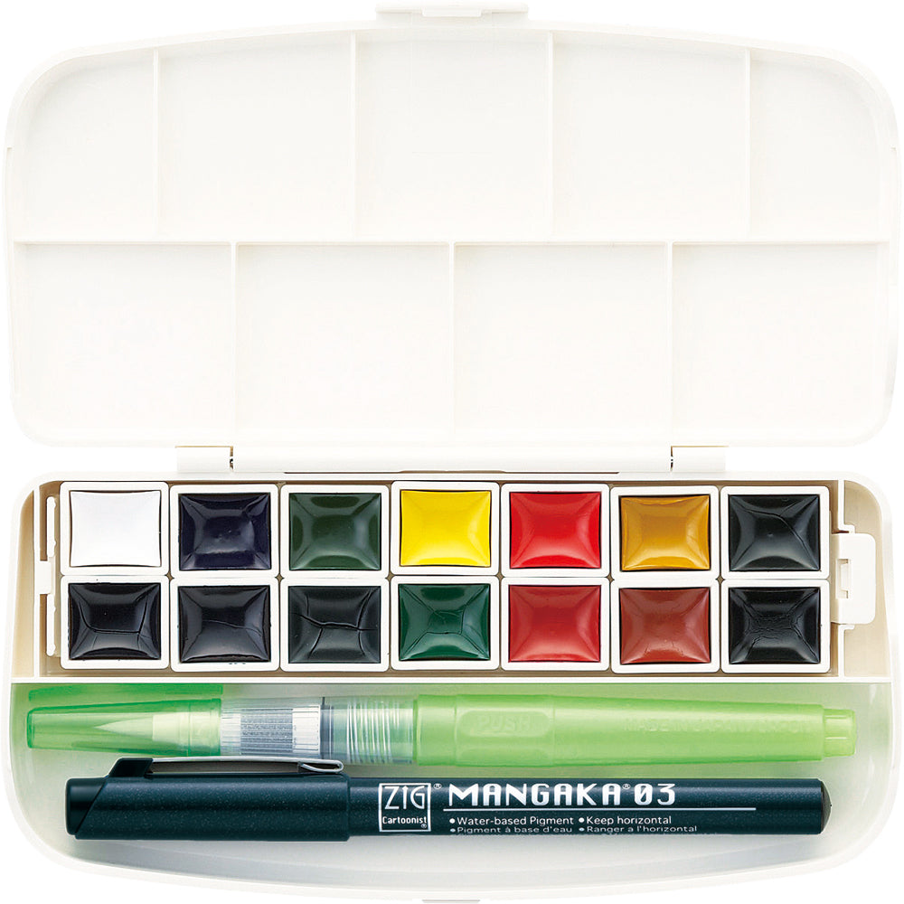 ZIG KURETAKE WATERCOLOR SYSTEM TRANSPARENT WATERCOLOR SET (14 colors set)