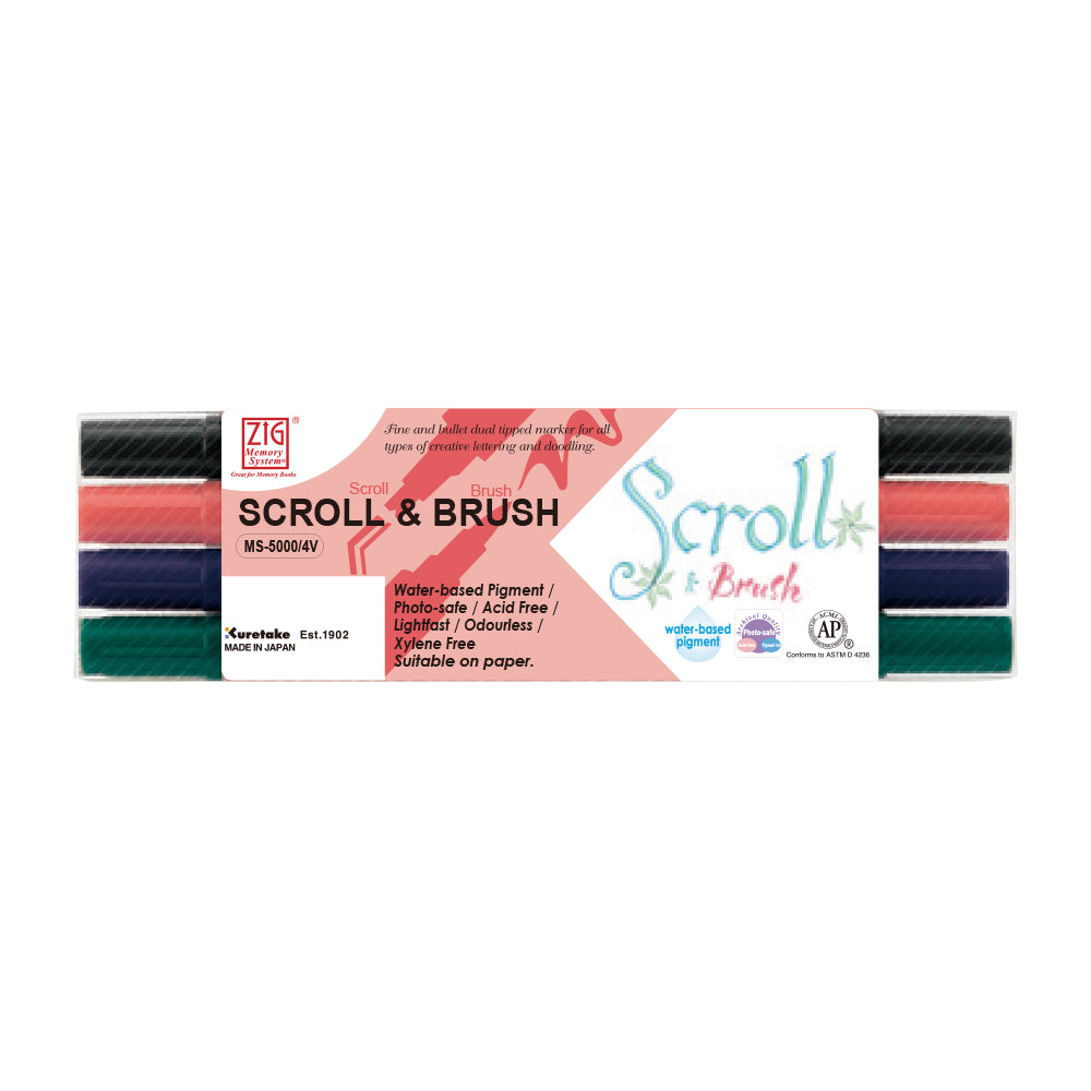 ZIG MEMORY SYSTEM SCROLL & BRUSH 4 colors set A