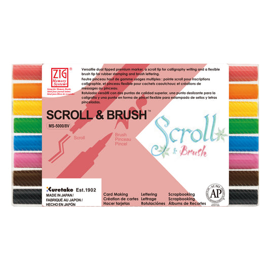 ZIG MEMORY SYSTEM SCROLL & BRUSH 8 colors set A