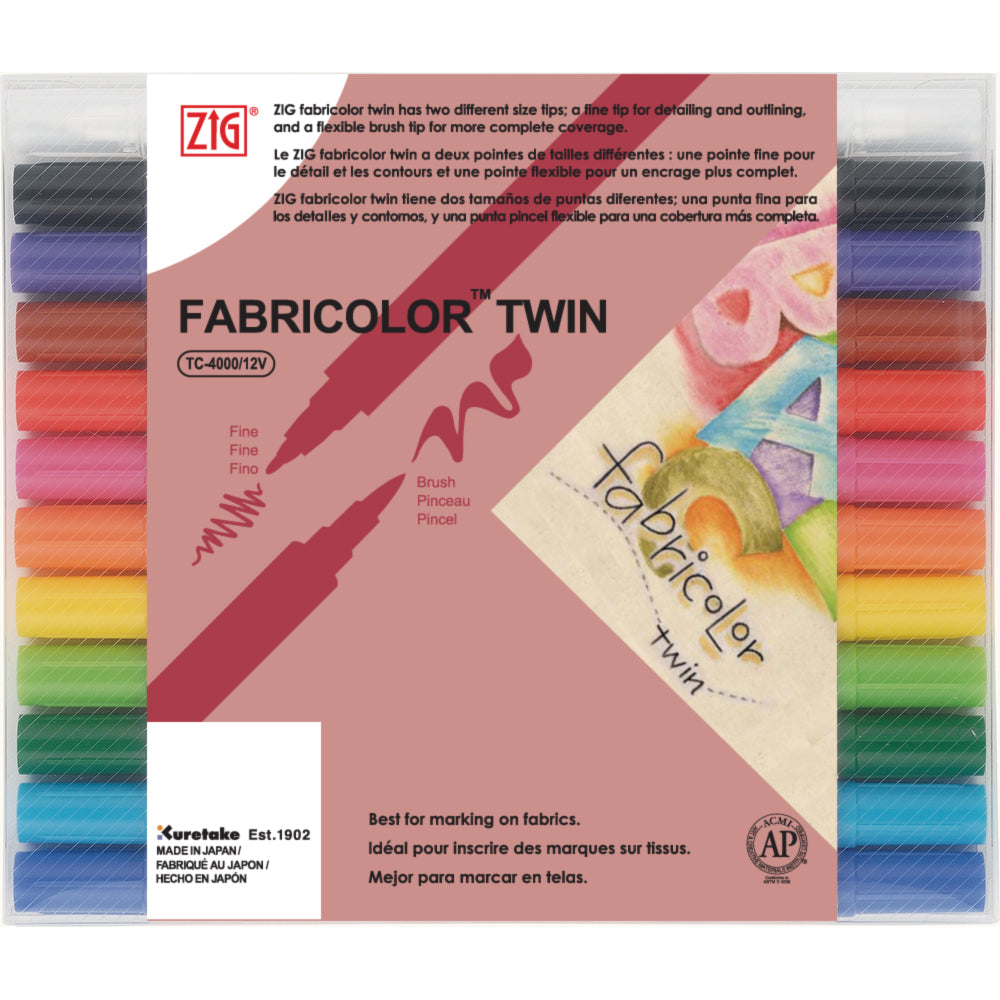 ZIG FABRICOLOR TWIN 12 colors set