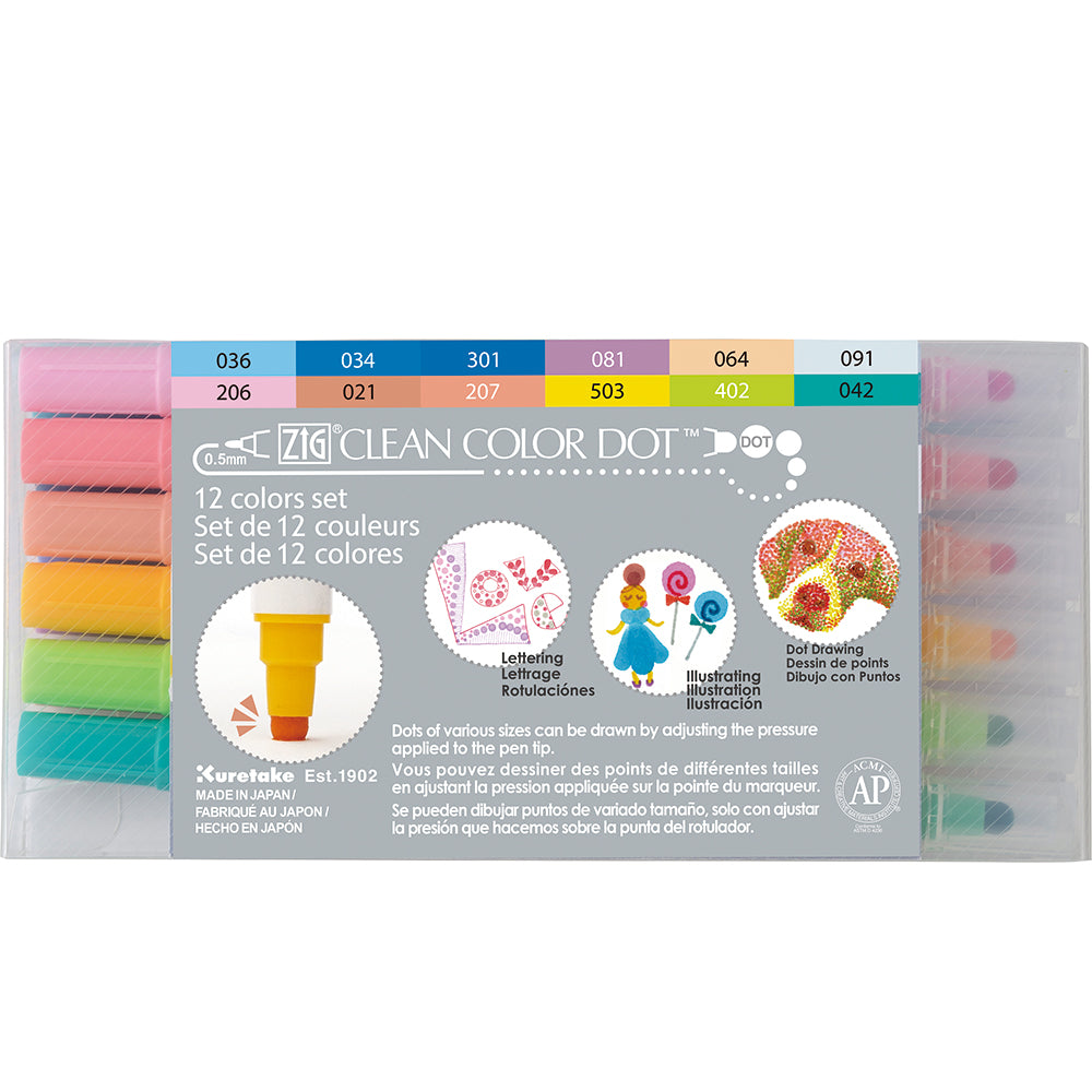 ZIG CLEAN COLOR DOT 12 COLOR SET