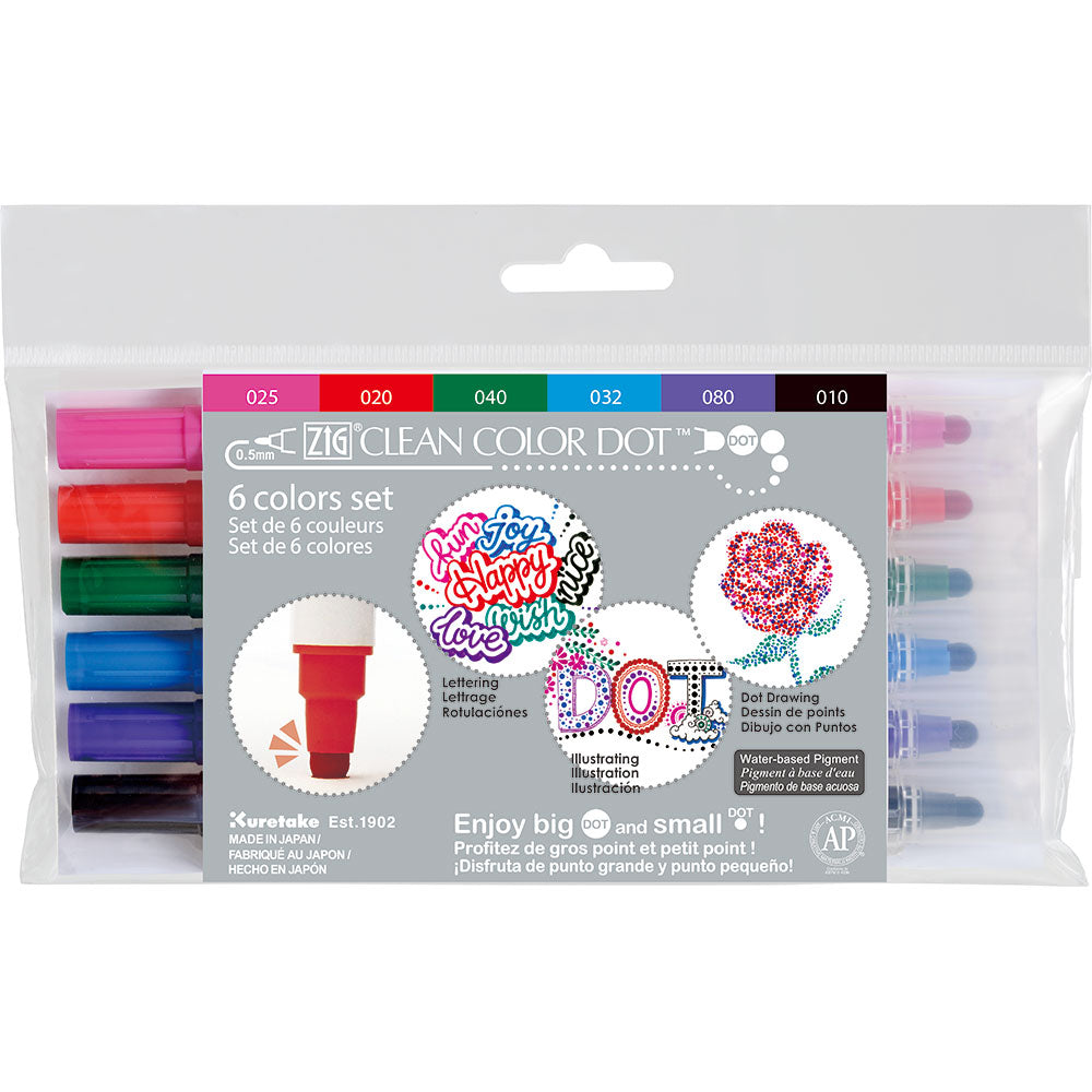 ZIG CLEAN COLOR DOT 6 COLOR SET